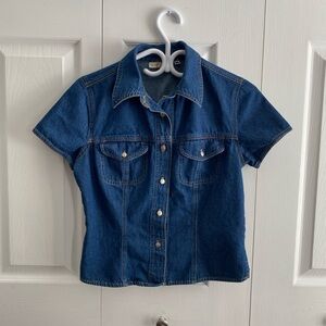 Dark Blue Denim short sleeve button up